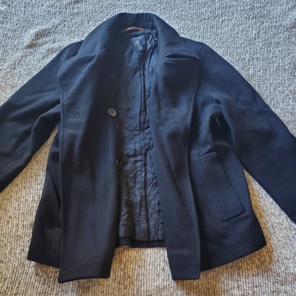 American Eagle Women's Dark Navy Pea Coat - Picture 3 of 5